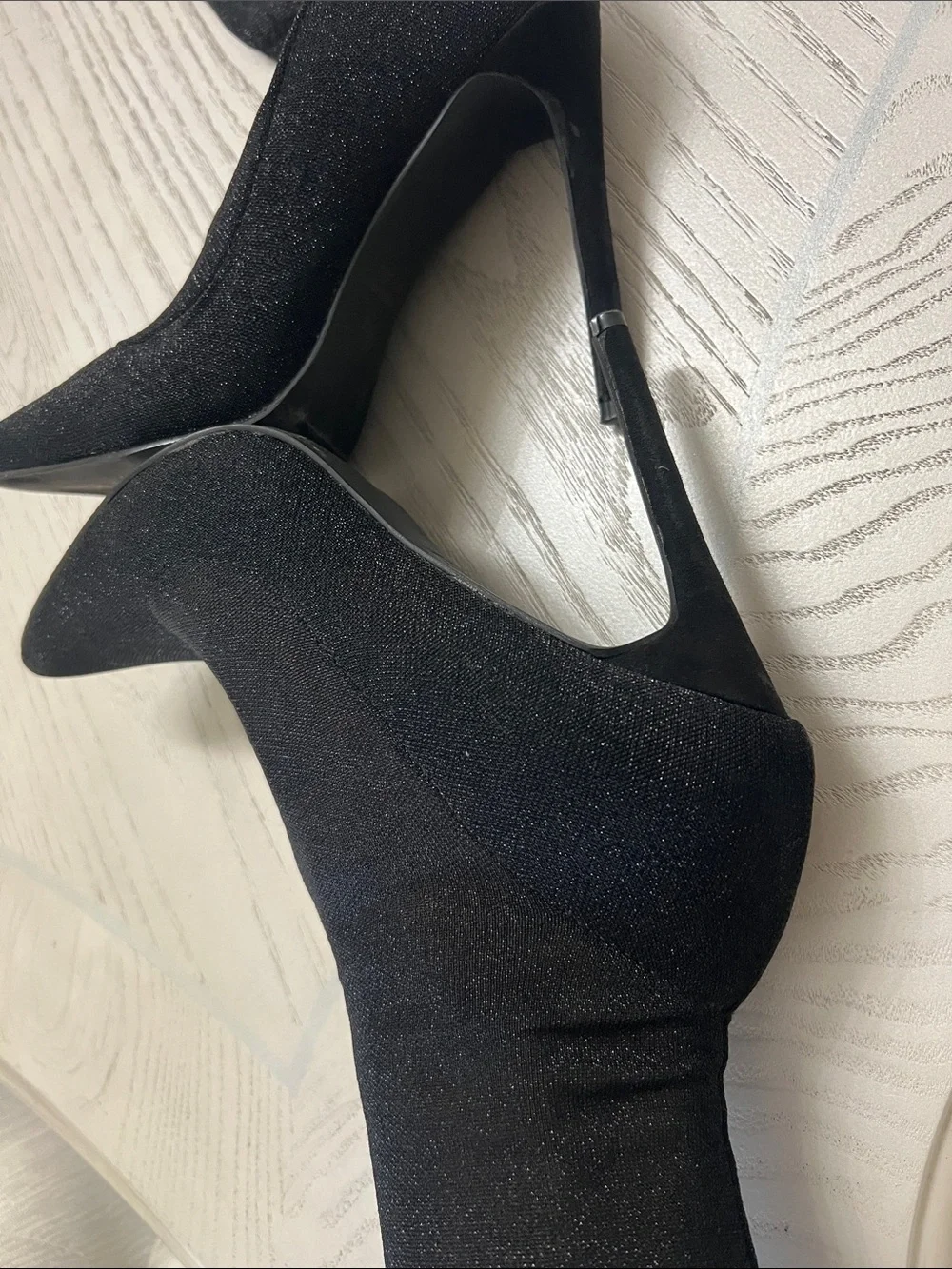 Black Over-the-Knee Stiletto Sock Boots - Women's High Heel Boots